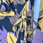 PARISIAN Women Floral Print Faux Wrap Ruffle Long Sleeve Mini Dress Size 8 Black Photo 4