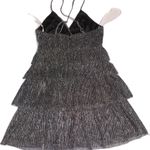 Lulus Glowing Gorgeous Silver Metallic Sparkly Shiny Tiered Mini Dress 4 Flaw Photo 5