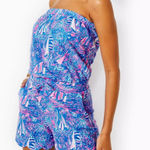 Lilly Pulitzer Jace Strapless Romper Boca Blue Sailabration size Large $138 Photo 0