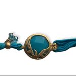 Neiman Marcus Genuine turquoise gemstone bracelet, gold-plated Photo 1