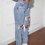 SheIn High Rise Ripped Straight Jeans Photo 1