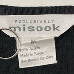 Misook  Black V-Neck‎ Rhinestone Embellished Knit Sweater Top Size MEDIUM Photo 3