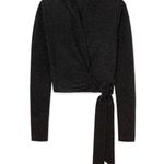 Ganni  Baxter Metallic Stretch Knit Wrap Top Size US 4 Photo 1