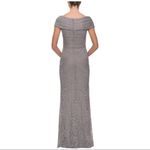 La Femme Platinum Portrait Neckline Lace Embellished Trumpet Gown 6 Style 27972 Photo 1