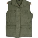 Fate Army Green Sleeveless Utility Vest Button Up Drawstring Waist Size Medium Photo 0