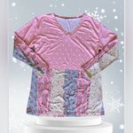 LILY by Firmiana Tunic Top Womens L Large FLORAL PINK Blue POLKA DOT Shirt Photo 1