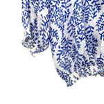 BCBG Maxazria Size Medium Blouse Blue‎ White Ruched Long Sleeve Semi Sheer Photo 2