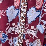 Chico's  Womens Button Up Blouse Size 8 Or 1 Maroon Floral Jaguar Print Boho Artsy Photo 8