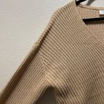 Jessica Simpson  Pullover Sweater Laced Front Knitted V-Neck Long Sleeve Beige M Photo 3