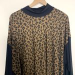 Alembika Chiu Oversized Cheetah Mock Neck Top Women XL Brown Black Photo 5