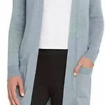 NWT Matty M Duster Open Front Knit Cardigan Long Sweater Heather Denim S Gray Photo 0
