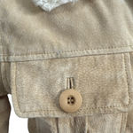 wilson's leather Women's  Maxima Beige Suede Leather Jacket with Fur Trim - Size S Photo 6