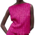 ZARA Fuschia Pink Pleated Top(Size Large) Photo 0