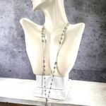 Lucky Brand Gray Pearl Beaded Silver Chain Tassel Pendant Drop Necklace Photo 0