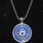 Source Unknown NWOT Blue Royal Lion Zodiac Horoscope Pendant Stainless Steel 22" Chain Necklace Photo 1