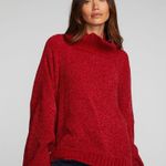Chaser NWOT oversized red chenille cozy knit turtleneck sweater, size medium Photo 2