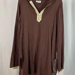 Vintage Long Elegant Legs Large Hooded Wood Beaded Coverup Dress Chocolate Brown Photo 0