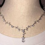 Crystal Floral Vine Necklace Bridal Wedding Silver Tone Photo 1