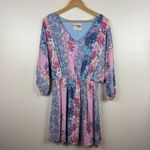 Savanna Jane Patchwork Dress Floral Print Dolman Sleeves Pastel Boho Sz 1X Girly Blue Photo 4