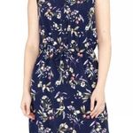 Nicole Miller Sleeveless Dress, Navy Floral Print Size L Photo 1