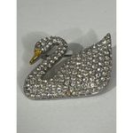 Swavorski 100% authentic Swarovski Swan Brooch Crystal Pave Gold Tone Elegant Bird‎ Pin Photo 4