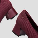 Vivaia Melody Square Toe Chunky Heels Sparkly Burgundy Slip On Pump Shoes Ballet Red Size 5.5 Photo 2