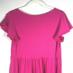 See You Monday  Pink Ribbed Tiered Midi Dress Short Sleeve Casual‎ Cute Large Photo 8