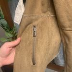 Love Stitch Faux SuedeFur Lined Drape Collar Asymmetrical Jacket Size Small Tan Photo 5