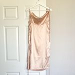 NWT LEAU Satin Champagne Drawstring Mini Dress Gold Size XXL Photo 4