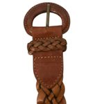 G.H. Bass Brown Braided Weave Genuine Leather Belt & Buckle Women’s Sz Large Photo 3