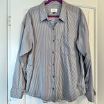 American Eagle Women’s Blue & White Stripe Button down Shirt Size XL Photo 0