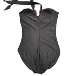 Attention Y2K Swimsuit Womens M Black One Piece Halter Padded Cups Bead Accents‎ Size M Photo 2