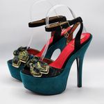 Circus by Sam Edelman Jenny Blue Platform High Heels Strappy Buckle Bow Shoe 7M Photo 0