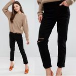 J Brand • Caitland slim boyfriend jeans Retrograde wash black straight rip knee Photo 1