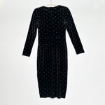 Cider  Sz Medium Black Velvet Midi Dress Long Sleeve Polka Dots Party Holiday NYE Photo 4
