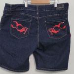 Rocawear  Vintage Women's Dark Denim Shorts with Red Detailing Size 15 Photo 2