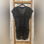 Calvin Klein  Womens Crochet Stripe Drawstring Cover-Up Tunic Small Black Photo 3