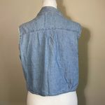 Vintage Hyper Women’s M Ruffle Denim Cropped Top‎ Button Up Western Boho Blue Size M Photo 2