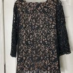 Topshop  Black Lace Crochet Long sleeve Tunic Short Mini Dress Size 4 Lined Photo 5