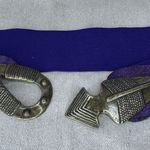 Vintage Omega Arrowhead Western Style Leather Elastic Purple Belt Photo 3