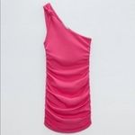 ZARA NWT  One Shoulder Ruched Mini Dress in‎ Pink Size Small Photo 2