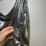 Cider Silver One Shoulder Ruched Metallic Party Mini Dress costume Women's L Photo 2
