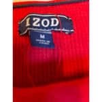 IZOD Red Ribbed Cowl Neck Zip Front Long Sleeve Pullover Top Womens Medium Photo 3