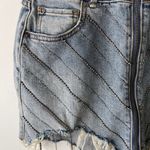 True Religion Skirt Womens 25 Denim Rhinestone Fringe Distressed High Rise Photo 3