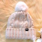 Pink By Victoria Secret Fleece Lined Winter Pom Pom Hat Tan Photo 7