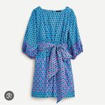 J. Crew blue block print dolman sleeve dress size small Photo 1