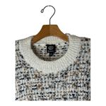 Bobeau Sweater‎ Women XS Ivory Black Tweed Knit Side Zip Crew Neck Pullover NWT Photo 3