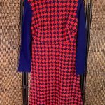 Vintage Kenny Classics Houndstooth Sweater Dress Size 10 Red Photo 0