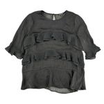 Who What Wear  Tiered Ruffle Blouse Size S Black Short Sleeves Flowy Oversized Photo 4
