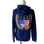 NWT USA FLAG SWEATSHIRT HOODIE MEDIUM NAVY Blue Photo 2